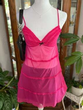 y2k Cosabella Amore Sheer Mesh Tiered Ruffle Babydoll Top